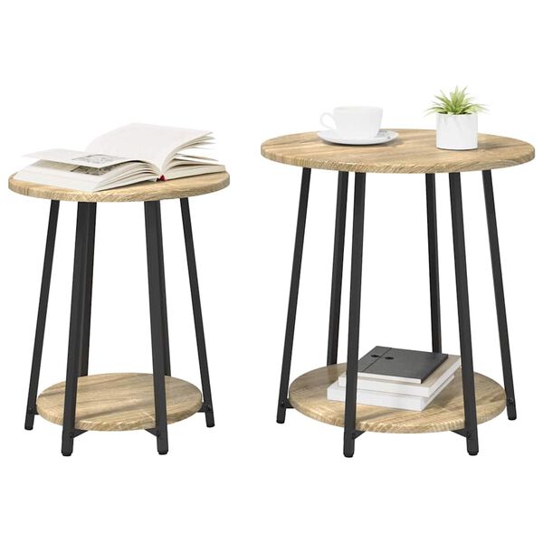 vidaXL Ensemble de tables d'appoint 2 pcs Chêne Sonoma et noir