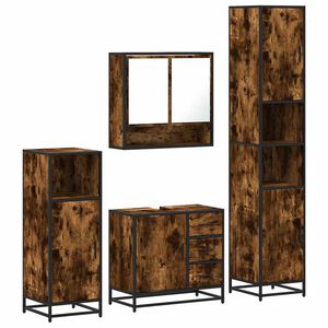 vidaXL Ensemble meubles salle de bain 4 pcs ch&ecirc;ne fum&eacute; bois ing&eacute;nierie