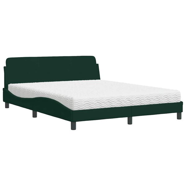 vidaXL Lit avec matelas Dover vert fonc&eacute; 160x200 cm velours