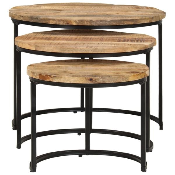 vidaXL Tables gigognes 3 pcs Bois de manguier brut