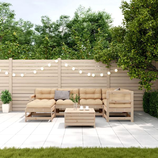vidaXL Salon de jardin 7 pcs avec coussins Bois de pin massif