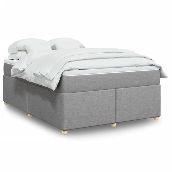 vidaXL Sommier &agrave; lattes de lit avec matelas Gris clair 140x200cm Tissu