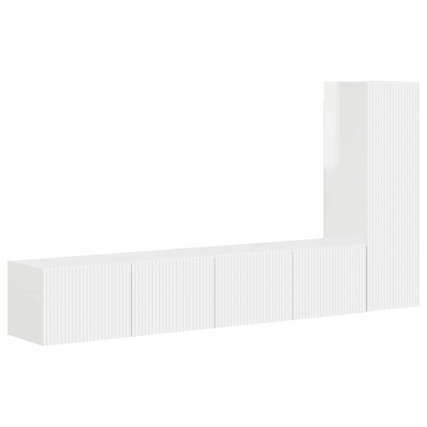 vidaXL Ensemble meuble TV 3 pcs Blanc brillant Bois d'ing&eacute;nierie