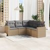 vidaXL Salon de jardin avec coussins 5 pcs beige r&eacute;sine tress&eacute;e
