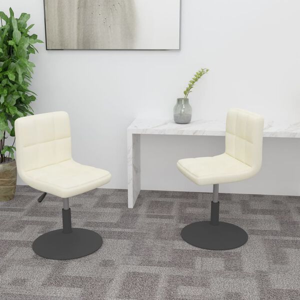 vidaXL Chaises pivotantes &agrave; manger lot de 2 cr&egrave;me velours