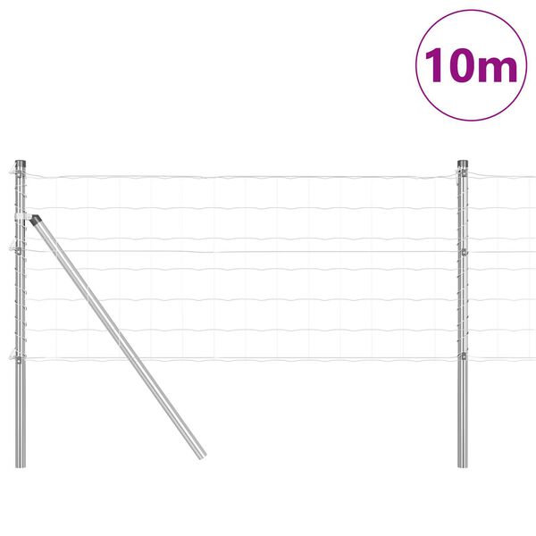 vidaXL Cl&ocirc;ture avec poteau Argent&eacute; 0,4 x 10 m Acier et PVC