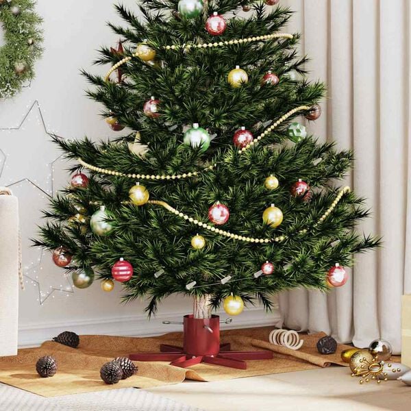 vidaXL Pied de Sapin de No&euml;l 1.73 Rouge 50 x 50 x 15,5 cm Acier