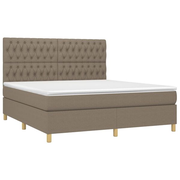 vidaXL Sommier &agrave; lattes de lit avec matelas Taupe 180x200 cm Tissu
