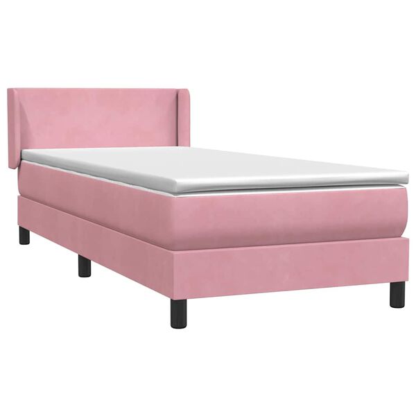 vidaXL Sommier &agrave; lattes de lit avec matelas rose 100x220 cm velours