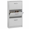 FMD Armoire &agrave; chaussures 3 compartiments inclinables Blanc