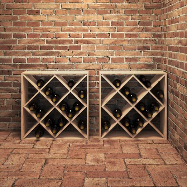 vidaXL &Eacute;tag&egrave;re &agrave; vin 2 pcs Naturel 62 x 25 x 62 cm Pin massif