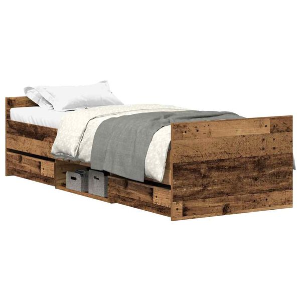 vidaXL Cadre de lit sans matelas vieux bois 90x200 cm bois ing&eacute;nierie