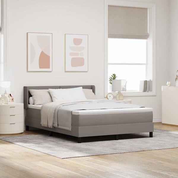 vidaXL Lit &agrave; ressorts avec matelas Taupe 200 x 160 cm Polyester