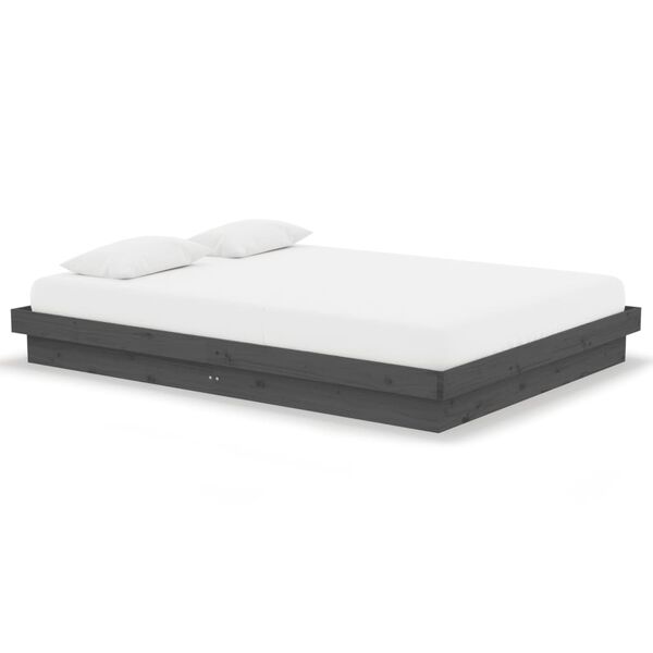 vidaXL Cadre de lit sans matelas gris bois massif
