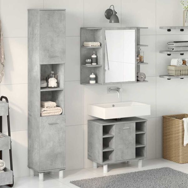 vidaXL Ensemble de meubles de salle de bain 3 pcs gris béton