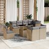 vidaXL Salon de jardin avec coussins 9 pcs beige r&eacute;sine tress&eacute;e
