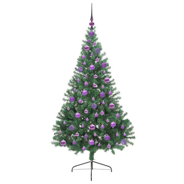 vidaXL Sapin de No&euml;l artificiel pr&eacute;-&eacute;clair&eacute; Vert 180 cm PVC