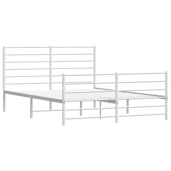 vidaXL Cadre de lit métal sans matelas et pied de lit blanc 160x200 cm