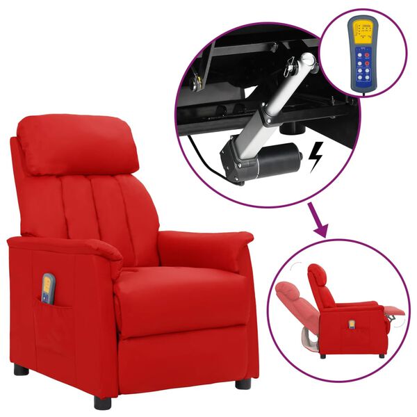 vidaXL Fauteuil de massage Rouge bordeaux Similicuir