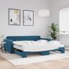 vidaXL Lit de jour avec lit gigogne et matelas bleu 100x200 cm velours