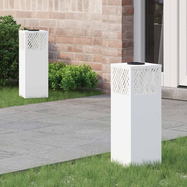 vidaXL Lumi&egrave;re de chemin LED solaire 2 pcs Blanc Acier lamin&eacute; &agrave; froid