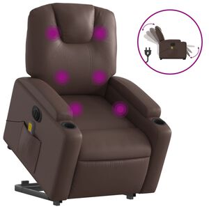 vidaXL Fauteuil inclinable de massage &eacute;lectrique marron similicuir