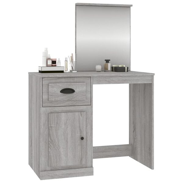 vidaXL Coiffeuse avec miroir sonoma gris 90x50x132,5cm bois ingénierie