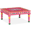 vidaXL Table basse Bois de manguier massif Rose Peinte &agrave; la main