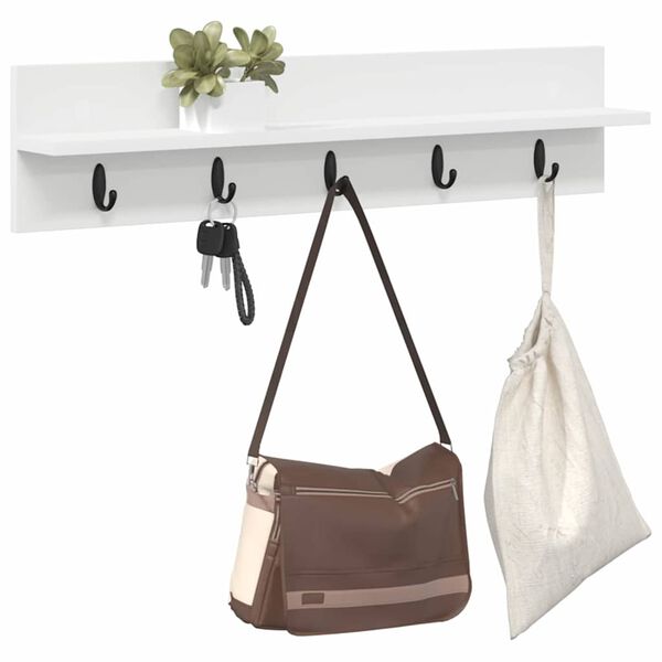 vidaXL Porte-manteau mural Blanc 80 x 10,5 x 18 cm Bois d'ing&eacute;nierie