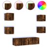 vidaXL Unit&eacute;s murales TV avec LED 6 pcs ch&ecirc;ne fum&eacute; bois d'ing&eacute;nierie