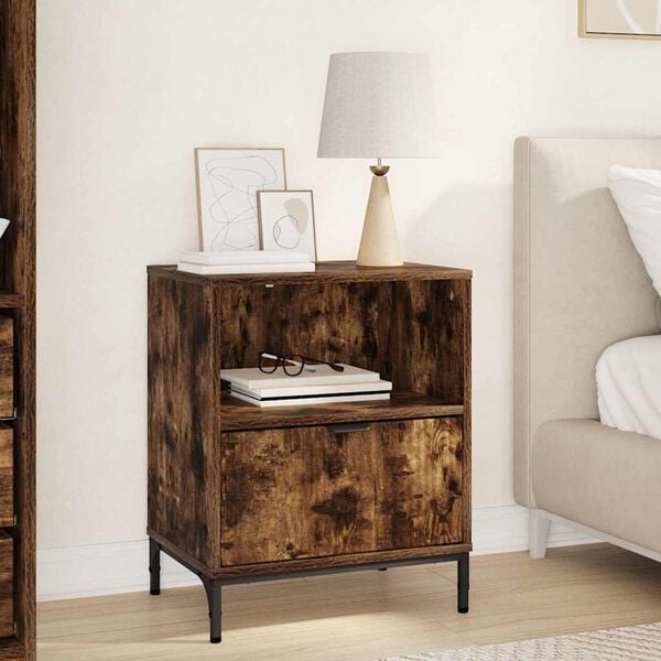 vidaXL Cabinet de chevet Ch&ecirc;ne fum&eacute; 49 x 36 x 61 cm Bois d'ing&eacute;nierie