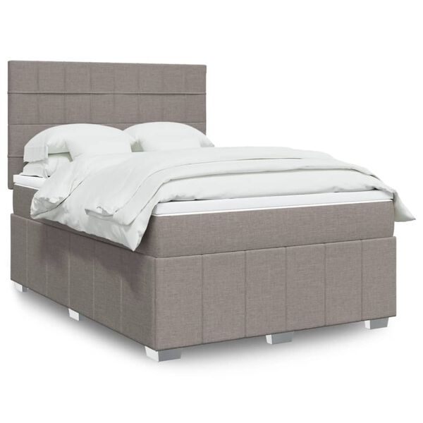 vidaXL Sommier &agrave; lattes de lit avec matelas Taupe 140x200 cm Tissu