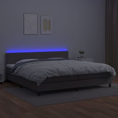 vidaXL Sommier à lattes de lit avec matelas et LED Gris 200x200 cm
