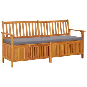 vidaXL Banc de rangement avec coussin 170 cm Bois d'acacia solide
