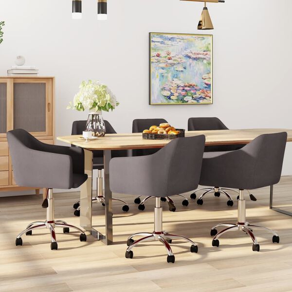 vidaXL Chaises pivotantes &agrave; manger lot de 6 taupe tissu