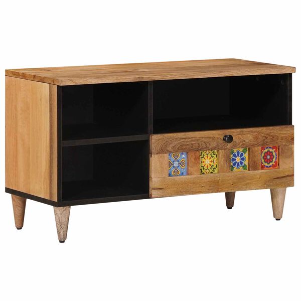 vidaXL Meuble TV Naturel 80 x 33,5 x 46 cm Bois de mangue massif