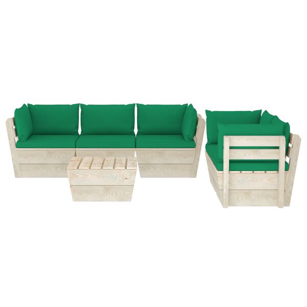 vidaXL Salon de jardin palette 6 pcs avec coussins bois d'&eacute;pic&eacute;a