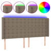 vidaXL T&ecirc;te de lit &agrave; LED Taupe 163x16x118/128 cm Tissu