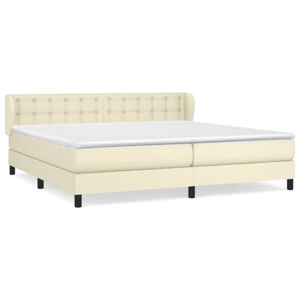 vidaXL Sommier &agrave; lattes de lit avec matelas Cr&egrave;me 200x200cm Similicuir
