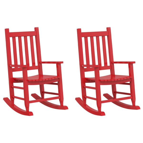 vidaXL Chaises &agrave; bascule enfants lot de 2 rouge bois peuplier massif