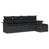vidaXL Ensemble de canap&eacute; de jardin avec coussin 5 pcs Noir Poly rotin
