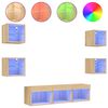 vidaXL Unit&eacute;s murales TV avec LED 7 pcs ch&ecirc;ne sonoma bois d'ing&eacute;nierie