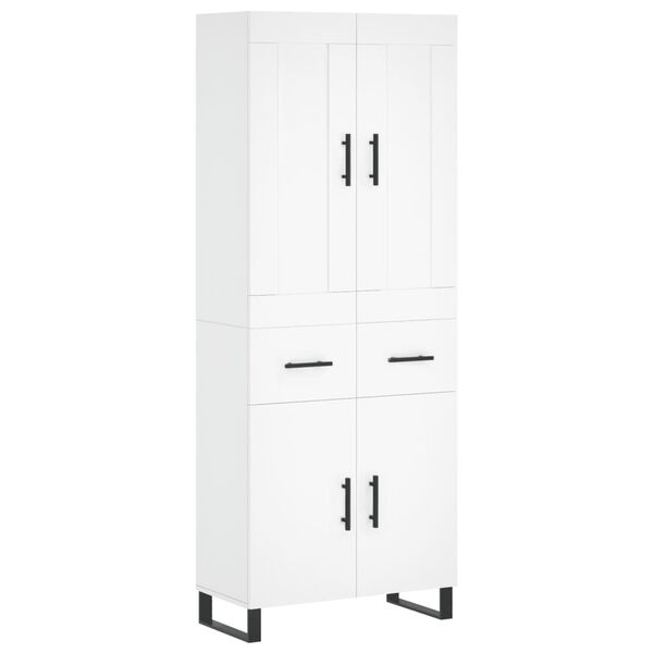 vidaXL Buffet haut Blanc 69,5x34x180 cm Bois d'ing&eacute;nierie