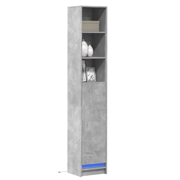 vidaXL Buffet avec LED gris b&eacute;ton 36x32,5x200 cm bois d'ing&eacute;nierie