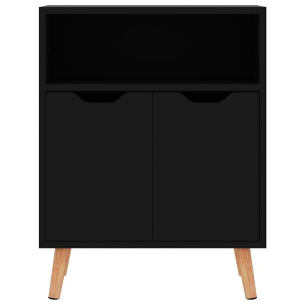 vidaXL Buffet noir brillant 60x30x72 cm bois d'ing&eacute;nierie