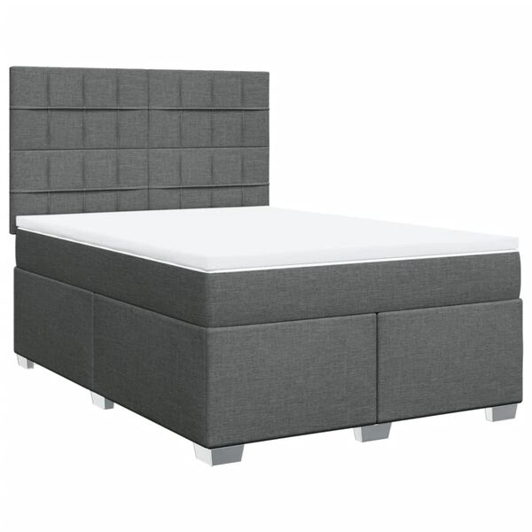 vidaXL Sommier &agrave; lattes de lit avec matelas Gris fonc&eacute; 140x200cm Tissu