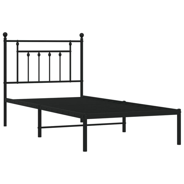 vidaXL Cadre de lit métal sans matelas avec tête de lit noir 90x200 cm