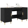 vidaXL Bureau avec porte Ch&ecirc;ne noir 140 x 50 x 75 cm Bois d'ing&eacute;nierie