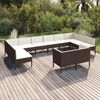 vidaXL Salon de jardin 12 pcs avec coussins R&eacute;sine tress&eacute;e Marron