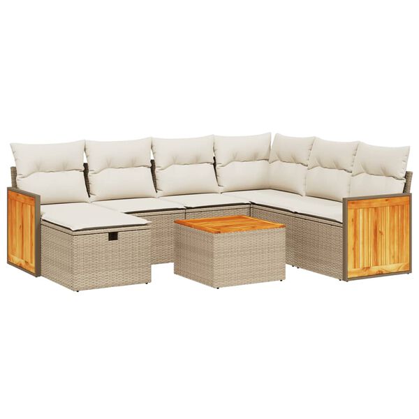 vidaXL Salon de jardin avec coussins 8 pcs beige r&eacute;sine tress&eacute;e